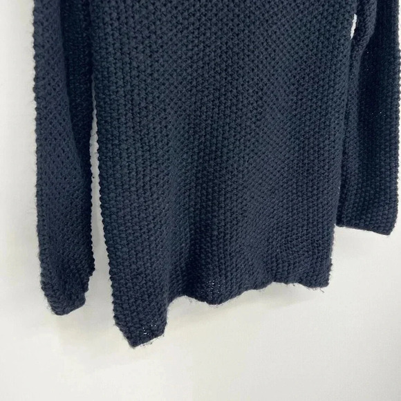 ZARA KNIT Bow Tie Back Chunky Sweater Size M Navy Keyhole Long Sleeve - Picture 9 of 13